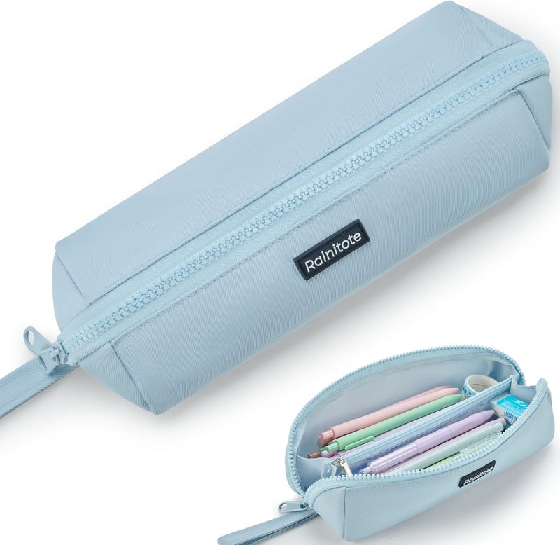 Ralnitote Store Large Pencil Case with 180° Open Design, Big Capacity Pen Bag for Girls & Boys, Aesthetic & Cute Pencil Pouch for School, Office, Makeup & Tech Accessories-Blue - Image 1
